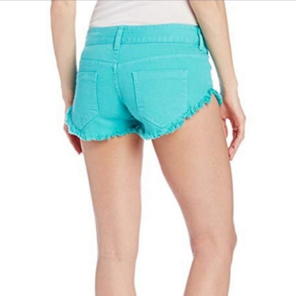 Distressed Cut Off Teal Shorts